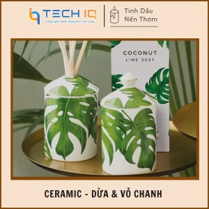 Nến cốc Gốm Sứ - Dừa & Vỏ chanh